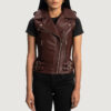 Brown Leather Biker Vest for women