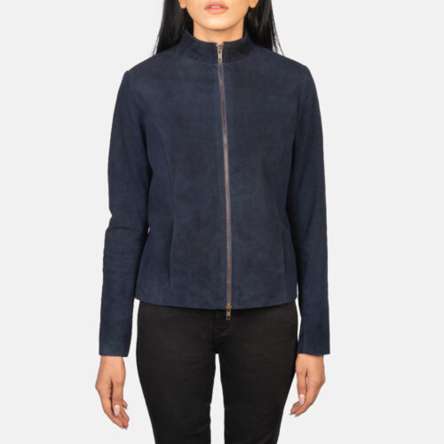 Blue suede jacket women