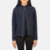 Blue suede jacket women