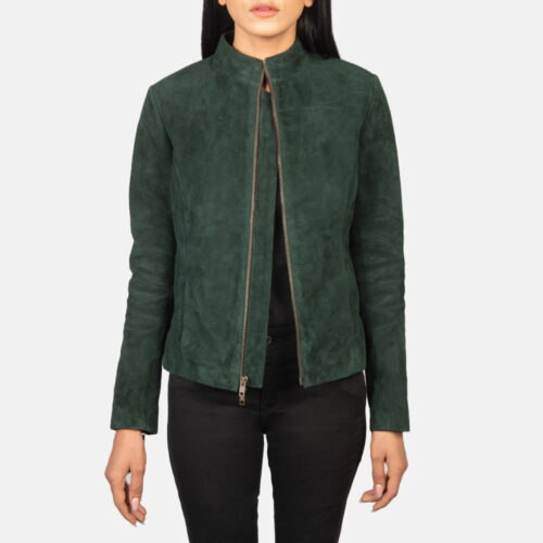 Green suede women jacket