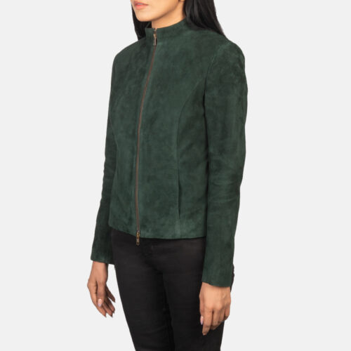 Green suede women jacket