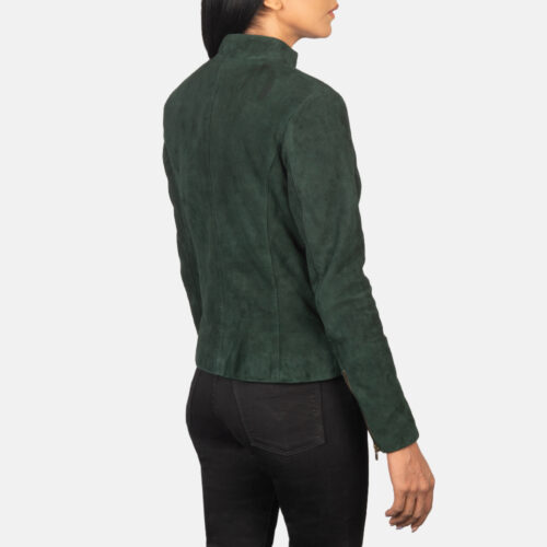 Green suede women jacket