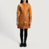 Sandy Tan Dye Women Leather Coat Brown