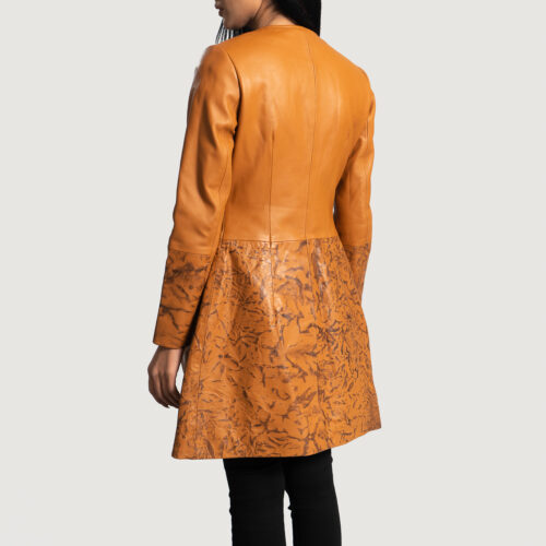 Sandy Tan Dye Women Leather Coat Brown