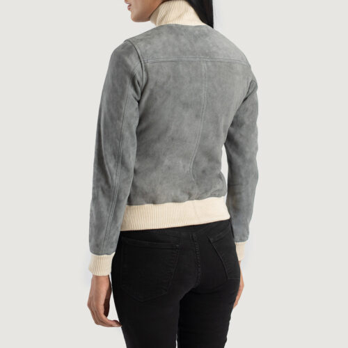 Grey suede jacket for women