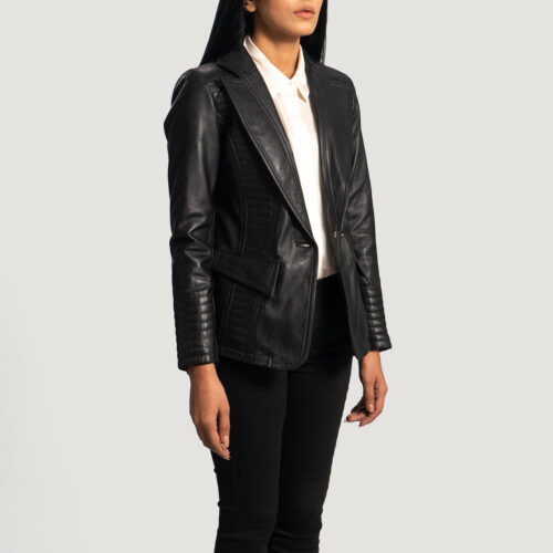 Black womens leather blazers jacket