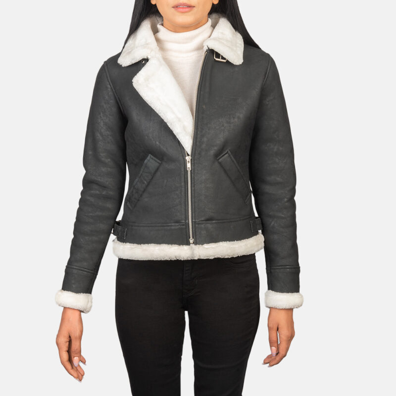 Black and white aviator jacket women