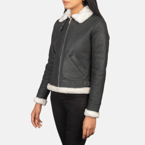 Black and white aviator jacket women