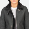 womens shearling coat and jacket Sherilyn Black & White Leather