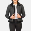 womens shearling coat and jacket Sherilyn Black & White Leather