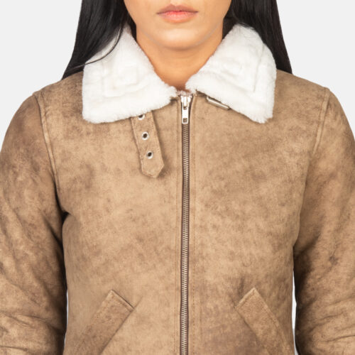 Brown women's aviator bomber jacket