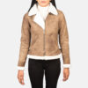 Brown Leather Women Bomber Jacket