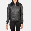 Black women's aviator jacket leather