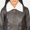 Brown Dignity Leather Bomber Jacket