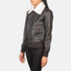 Brown Dignity Leather Bomber Jacket