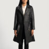 Sweet Susan Black Leather Women Trench Coat