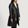 Sweet Susan Black Leather Women Trench Coat