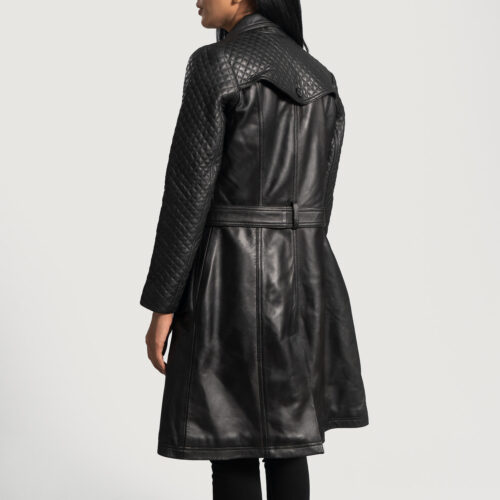 Sweet Susan Black Leather Women Trench Coat