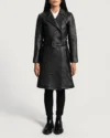 Sweet Susan Black Leather Women Trench Coat