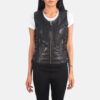 Black Leather Biker Vest for women