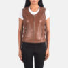 Brown leather vest women