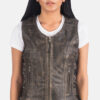 Black leather vests for women