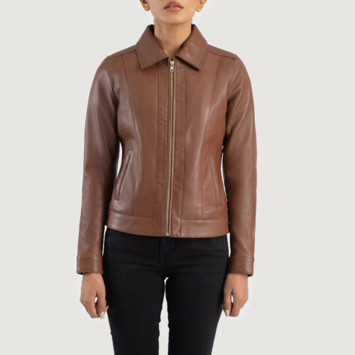 Brown Dignity Classic Collar Leather Jacket