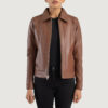 Brown Dignity Classic Collar Leather Jacket