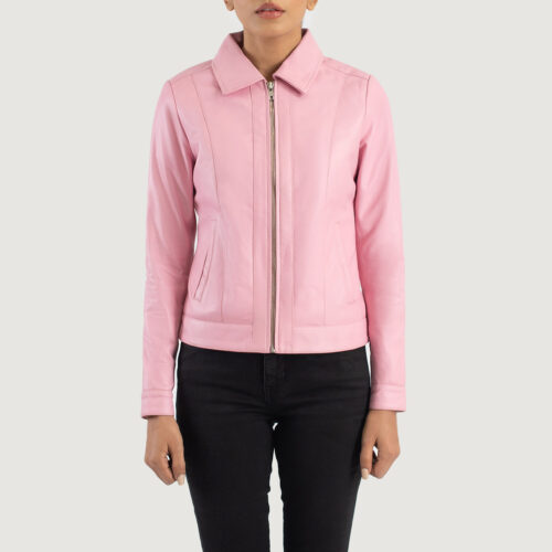 Pink Dignity Classic Collar Leather Jacket