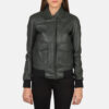 Green bomber jacket for women