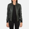 Green bomber jacket for women