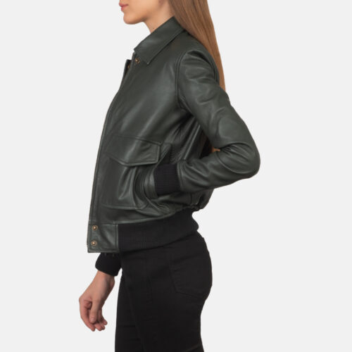 Green bomber jacket for women