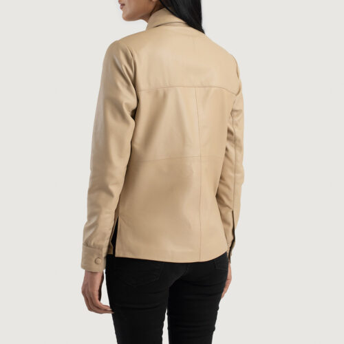 Beige Dignity Leather Shirt Jacket