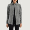 Grey Dignity Suede Leather Shirt Jacket