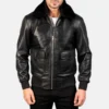 black leather bomber jackets for men-front