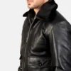 black leather bomber jackets for men-side