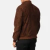 men's black suede bomber jacket-back