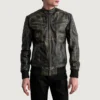 mens brown Dignity leather bomber jacket-front