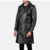 Black Leather Duster Coat for men