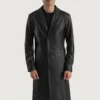 mens leather coat Black Leather Single Breasted