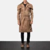 mens leather dress coat Deux Brown Duster