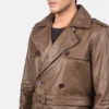 mens leather dress coat Royson Brown Duster