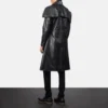 mens winter trench coats Classic Black Leather Duster