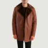 shearling fur coat mens Cinnamon Brown Leather Fur