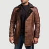 shearling fur coat mens Distressed Leather Fur