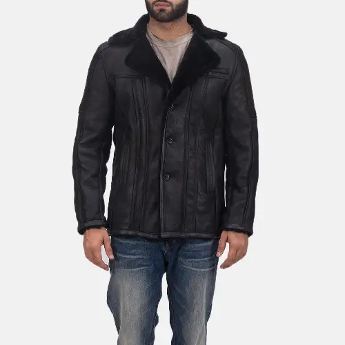 shearling fur coat mens Double Face Leather