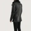 shearling fur coat mens Furcliff Black Leather Coat