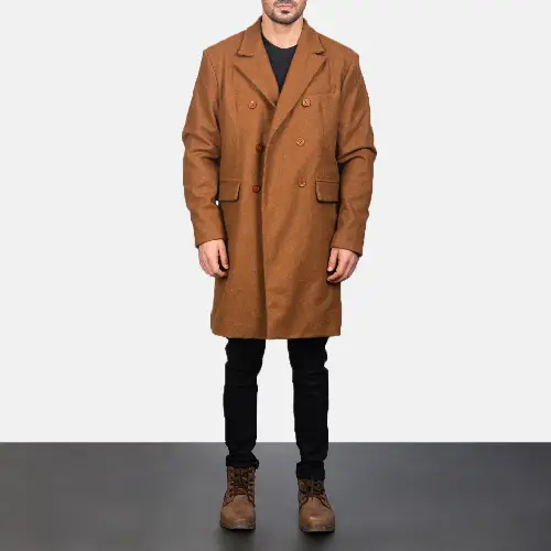 wool mens coats and jackets Khaki Double Breasted